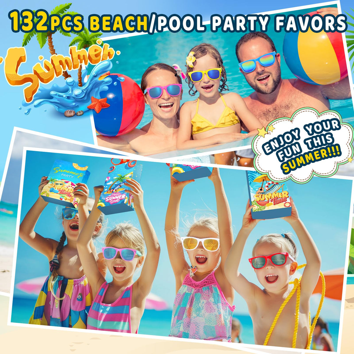 Funsenly pool party favors sunglasses offer sun-ready style and shade.
