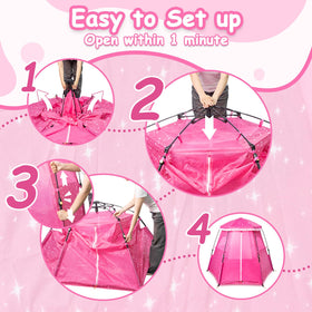 Funsland Princess Play Tent breathable mesh sides for ventilation.