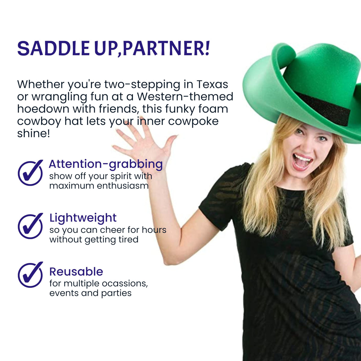 FUNSTITUTION oversized cowboy hat in red for adults and kids at events.