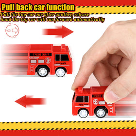 Funtery bright color fire truck toy set highlighting vivid hues for imaginative play.