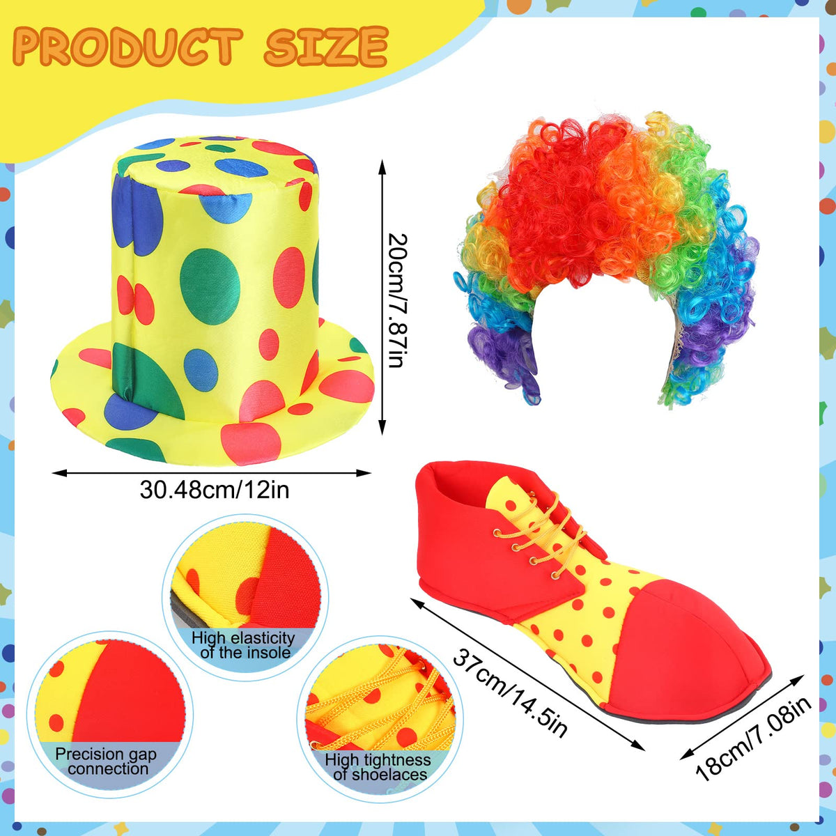 Funtery clown shoes provide colorful, comfortable footwear for events