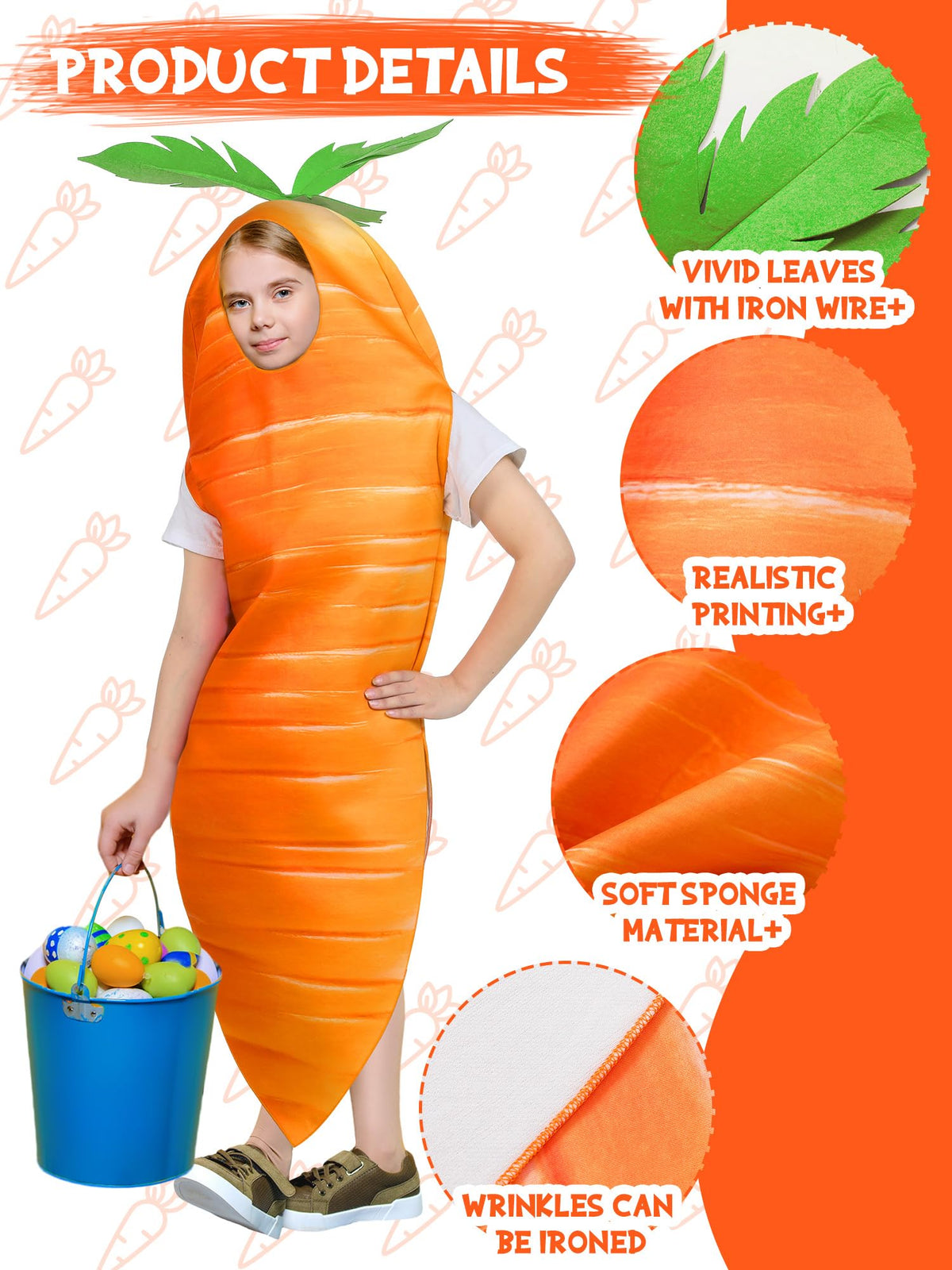 Funtery Easter carrot costume in action captures festive play possibilities.