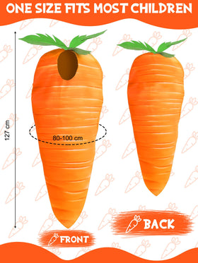 Funtery Easter carrot costume side view highlights flexible fit for kids.