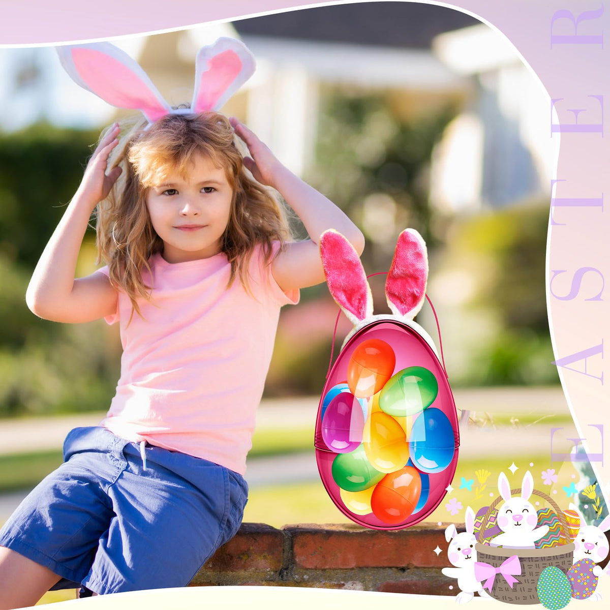 Funtery Easter eggs DIY decor surface, customizable with stickers.