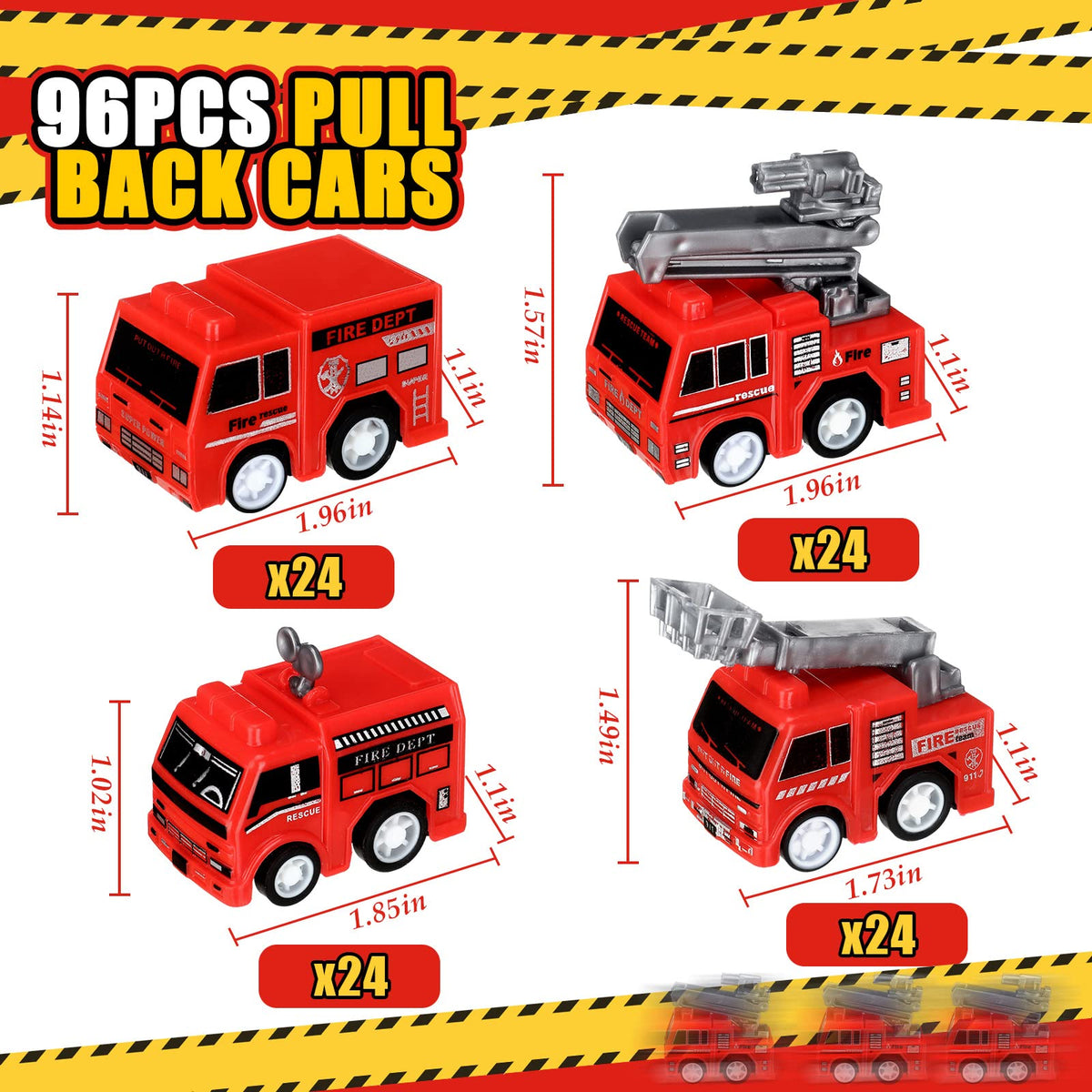 Funtery fire truck toys with four designs for varied playtime.
