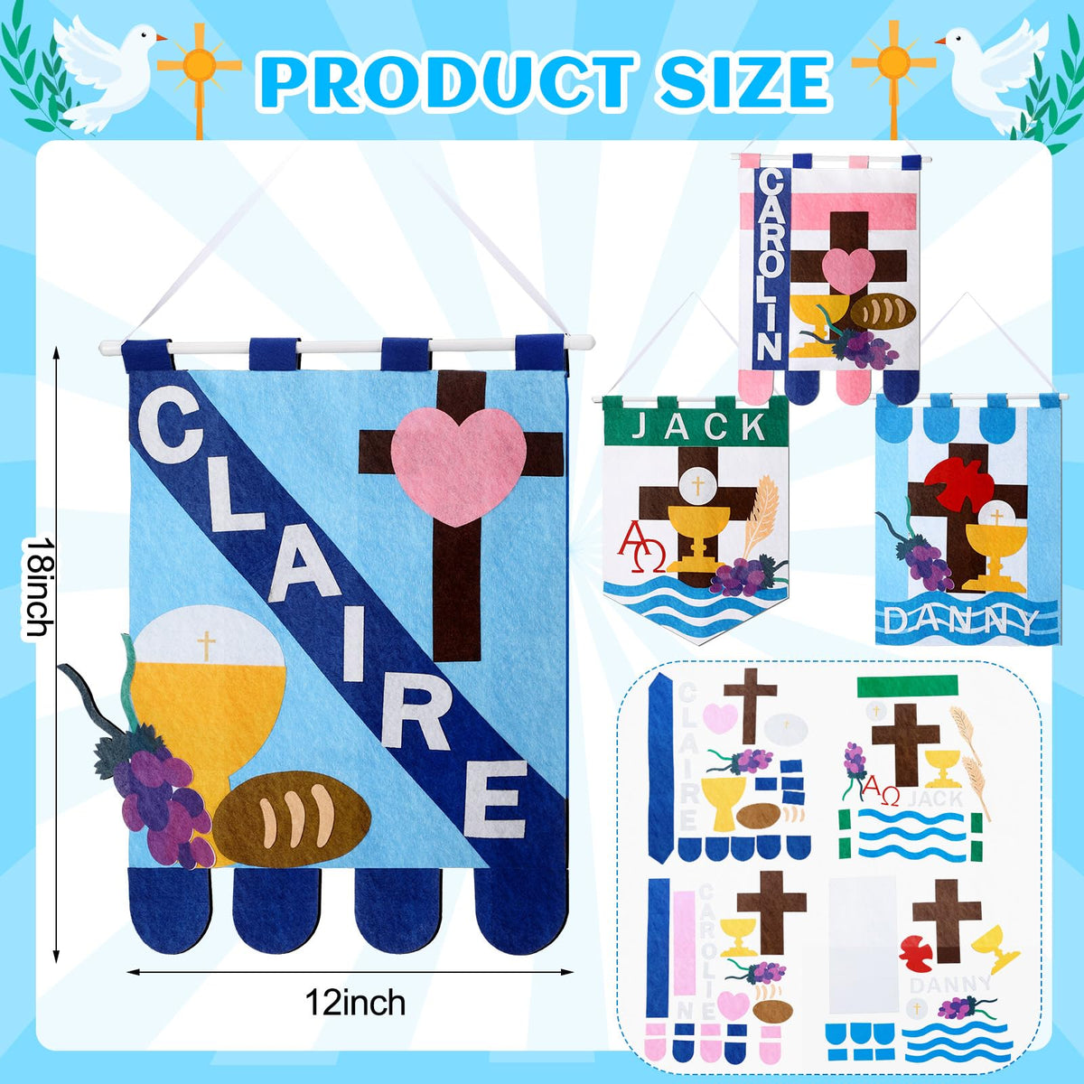 Funtery banner flag 12x18 blue white for wall display
