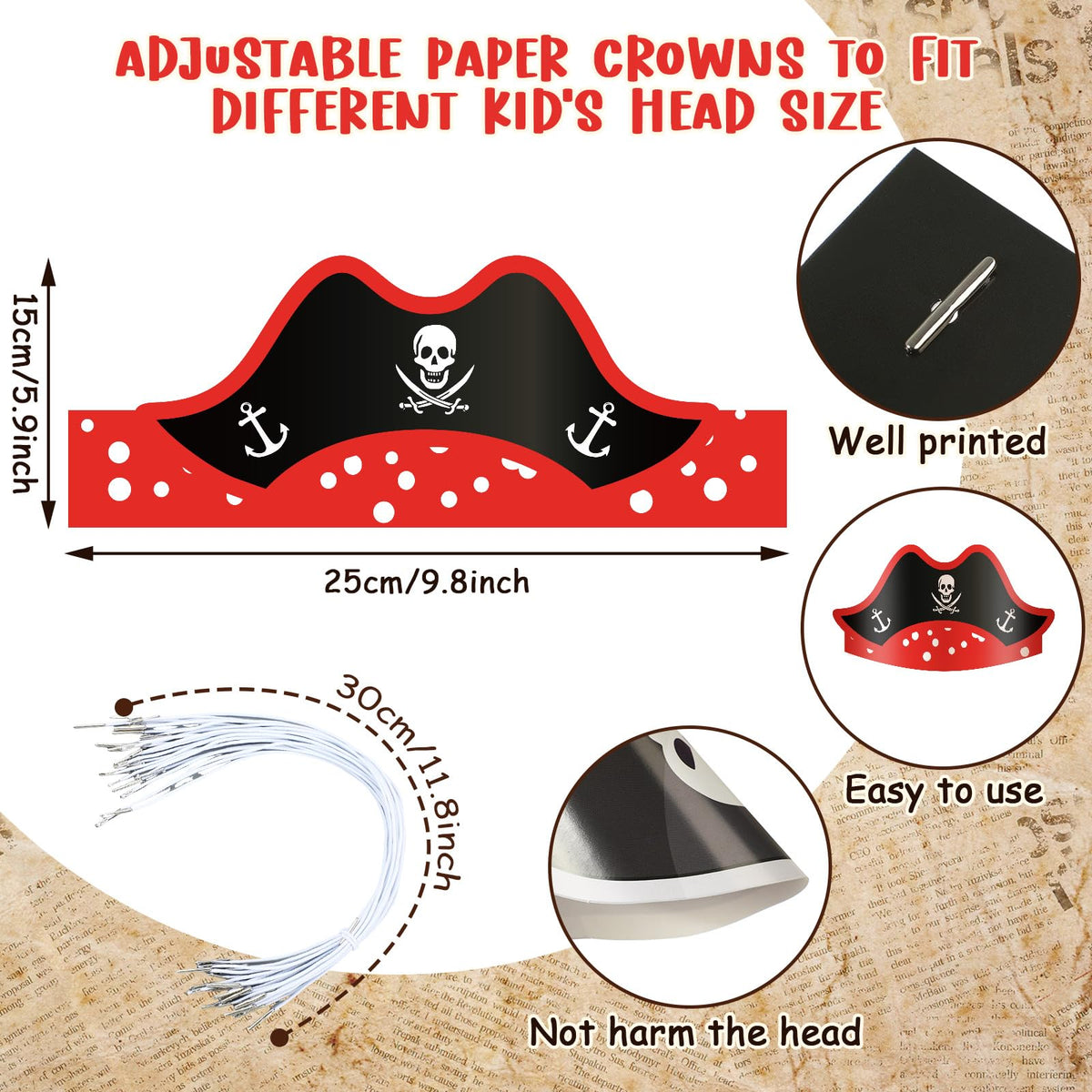 Funtery pirate hats are perfect for Halloween, cosplay, and stage props