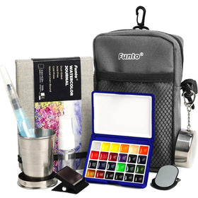 Funto Mini Watercolor Palette with 24 colors for vibrant travel painting on the go.