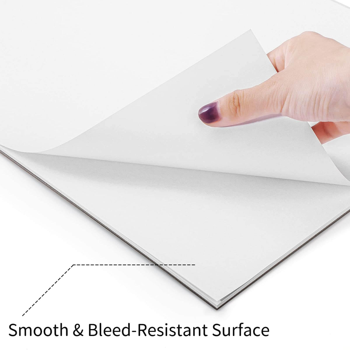 Top-bound tearaway pad edge shown for easy artwork removal