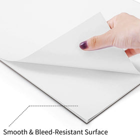 Top-bound tearaway pad edge shown for easy artwork removal