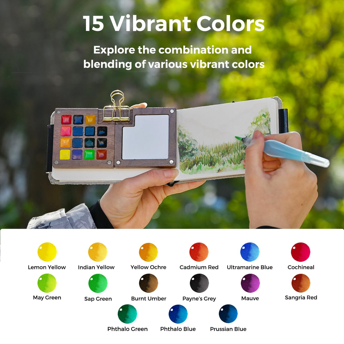 Funto compact watercolor journal ideal for plein air sketching.
