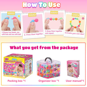 Funtopia Pop Beads 3-layer storage box to organize beads by type