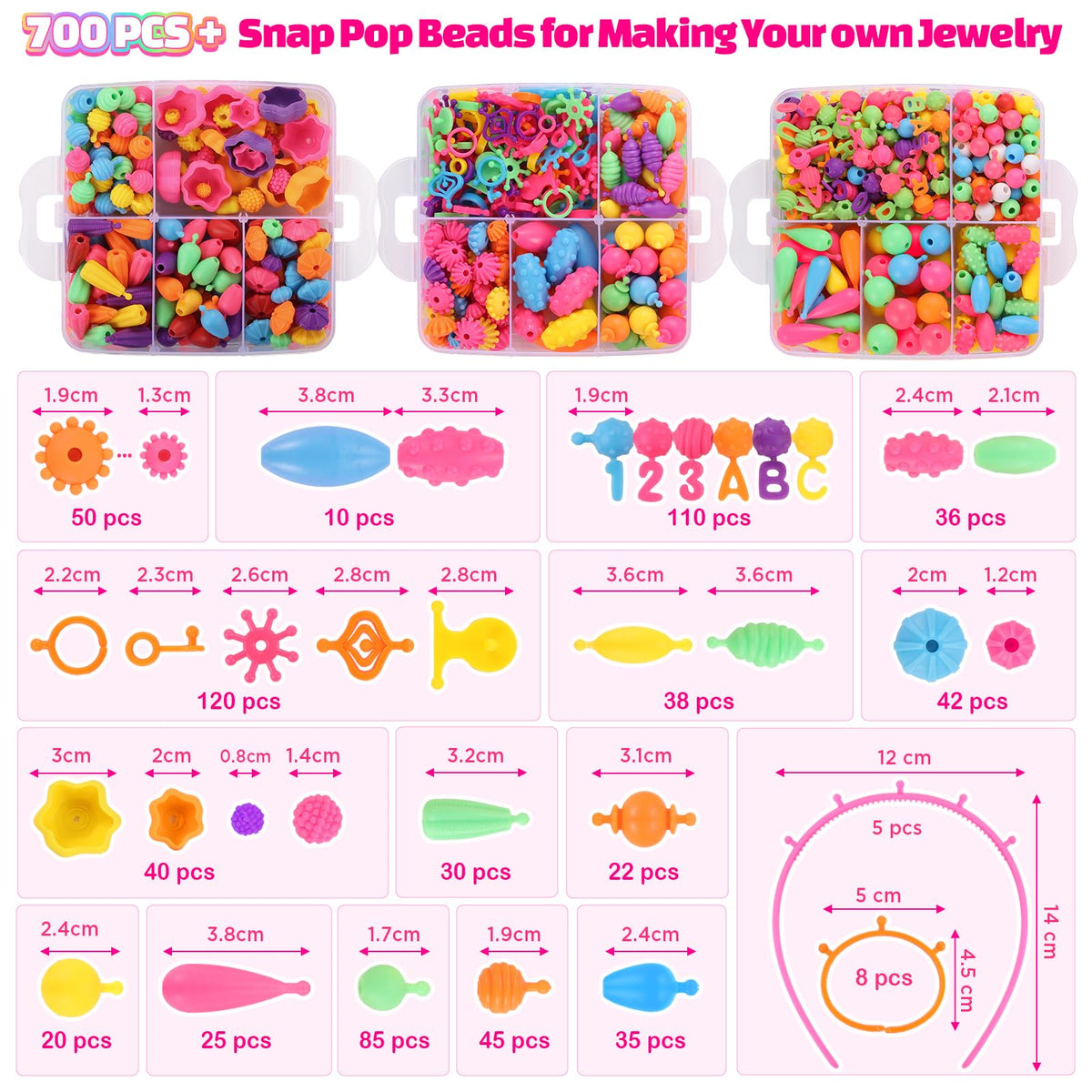 Funtopia Pop Beads rings, bracelets, and headbands kit for quick, creative jewelry making