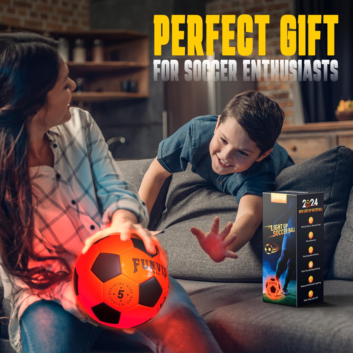 Funvip Light Up Soccer Ball recharges quickly during halftime.