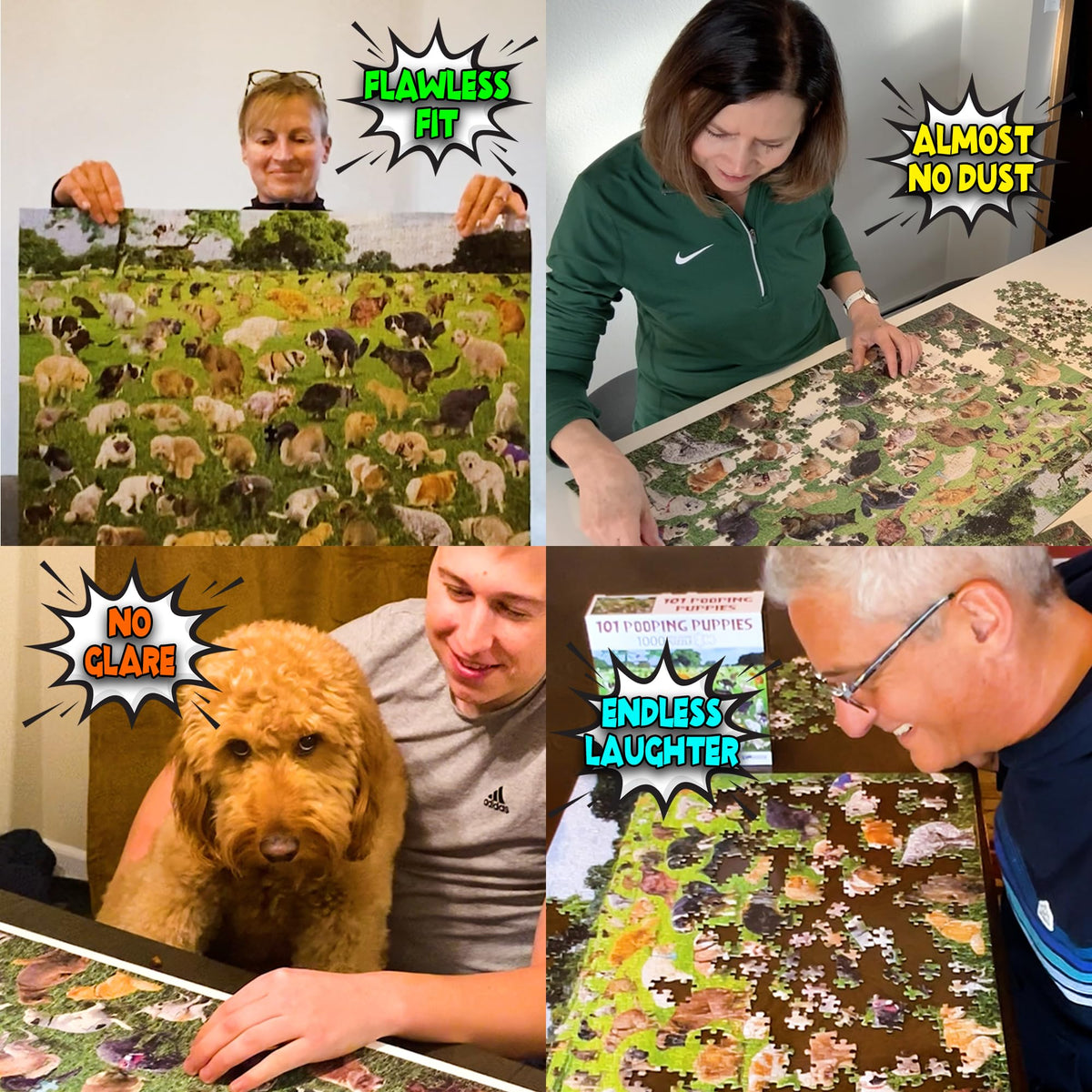 Funwares Original 101 Puppies piece closeup highlights precision-cut pieces for easy handling
