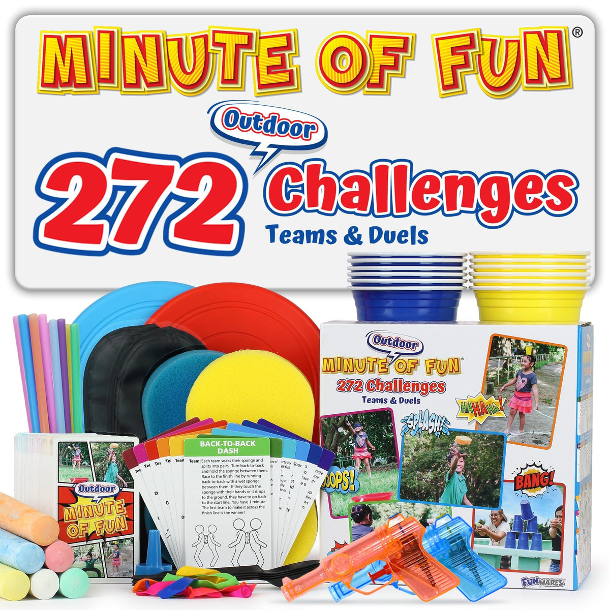 Funwares Original 272 challenges cards for backyard family play, boosting quick thinking.