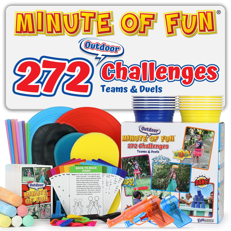 Funwares Original 272 challenges cards for backyard family play, boosting quick thinking.