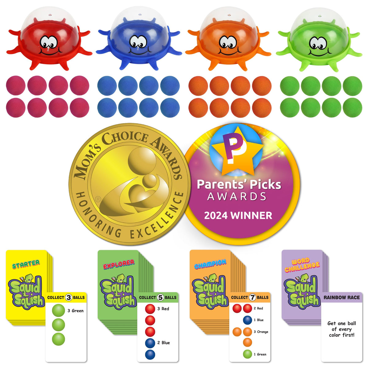 Funwares Squid Squish color cards help kids grow with levels.