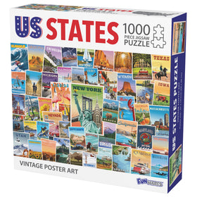 Funwares US States vintage poster: Alabama landmarks for family puzzle nights.