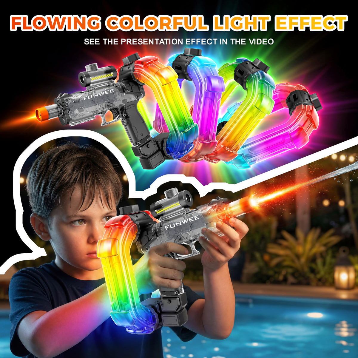 Funwee electric water gun 750cc tank in action