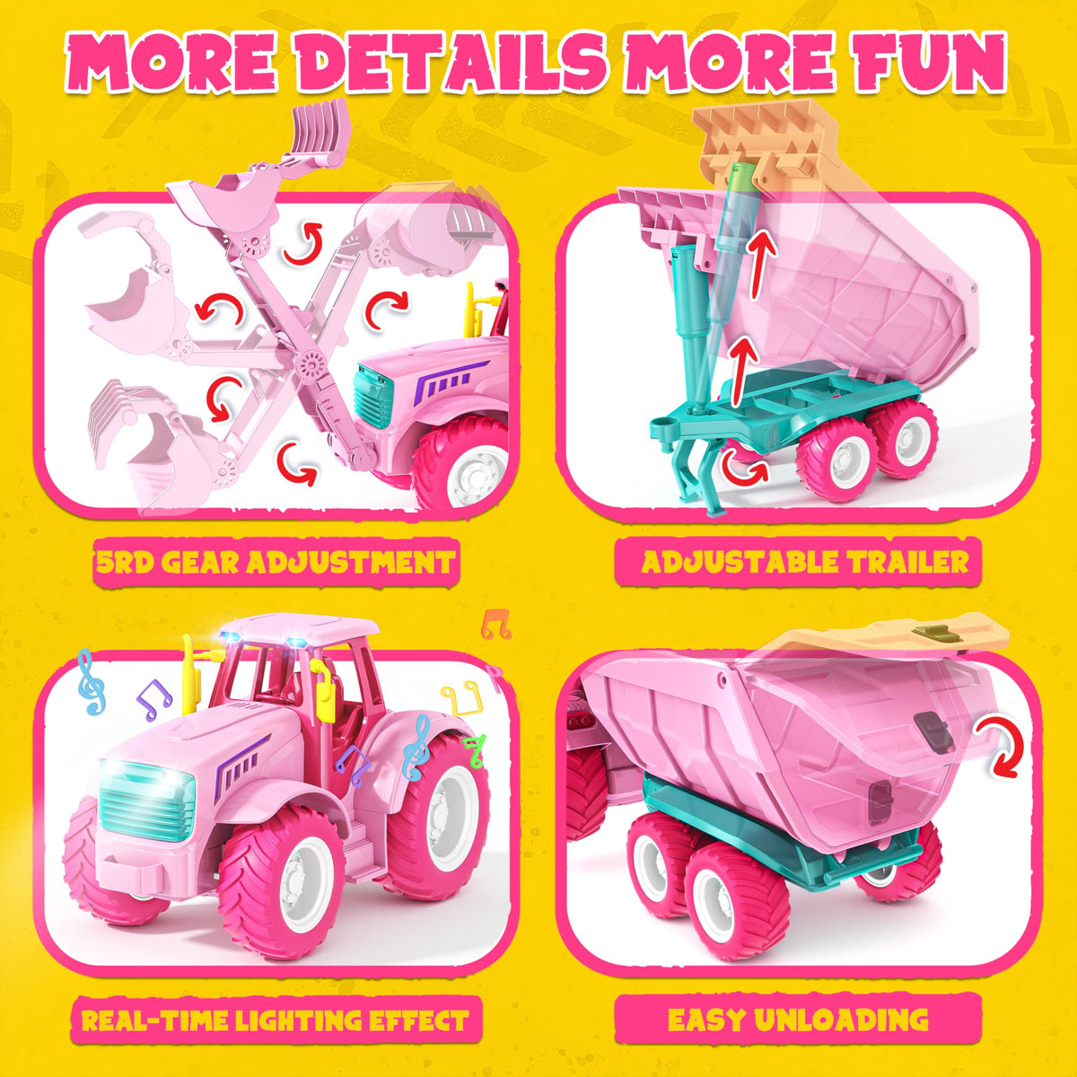 Funwee front loader attachment for tractor, helping kids scoop hay and small items.