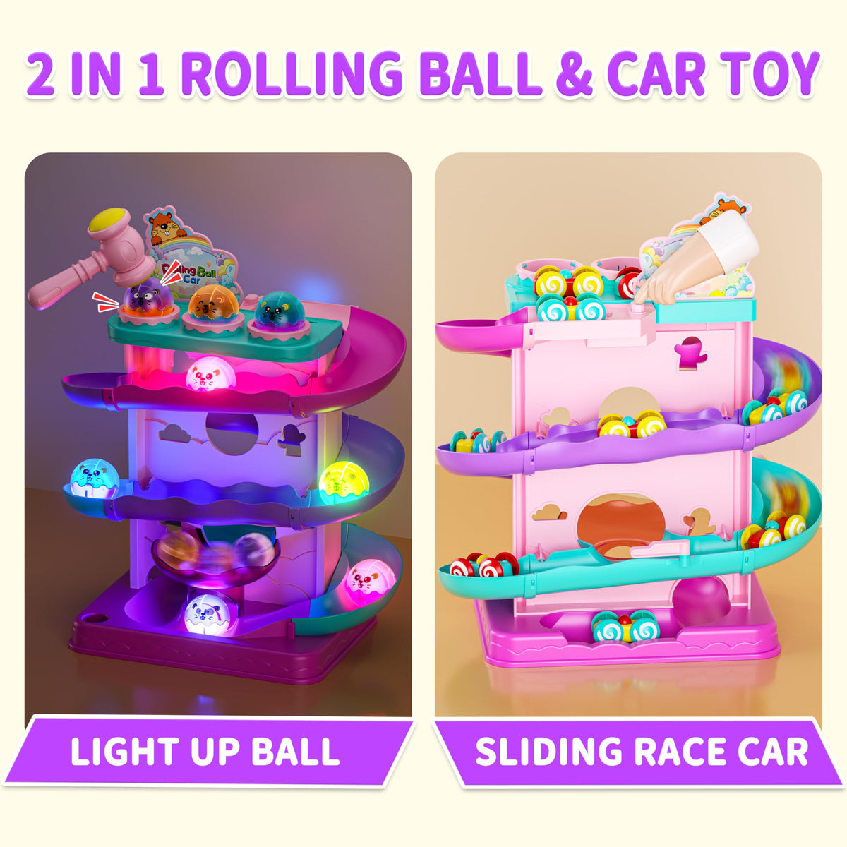 Funwee hammer lights engage toddlers in cause-and-effect exploration.