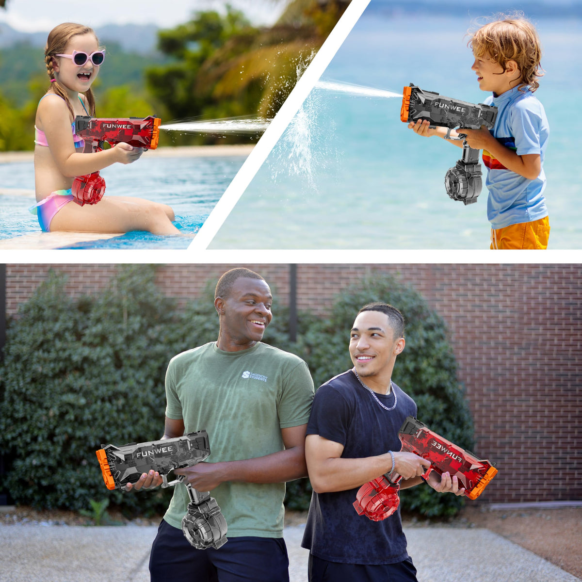 Family-friendly Funwee pool battle setup for outdoor fun