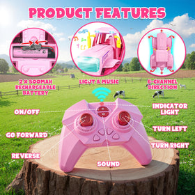 Funwee pink trailer attachment for farm play and easy hauling of figures.