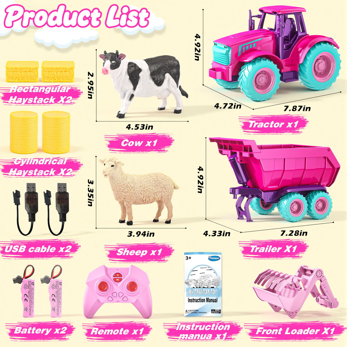 Funwee RC tractor ABS material close-up shows durability