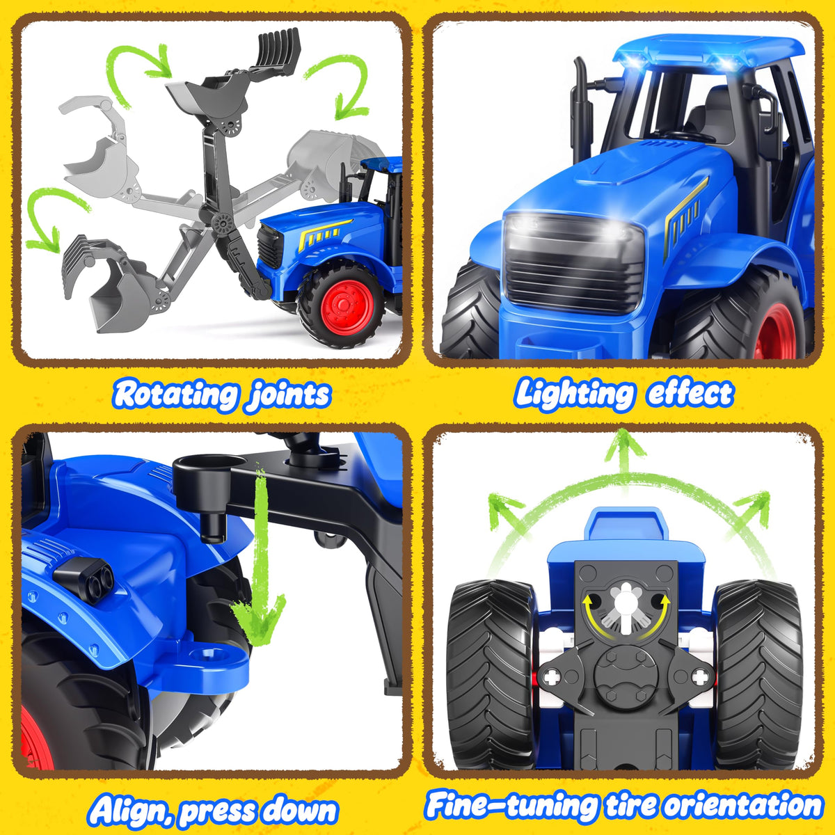 Funwee RC Tractor Blue cow and sheep figures for storytelling farming