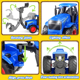 Funwee RC Tractor Blue cow and sheep figures for storytelling farming