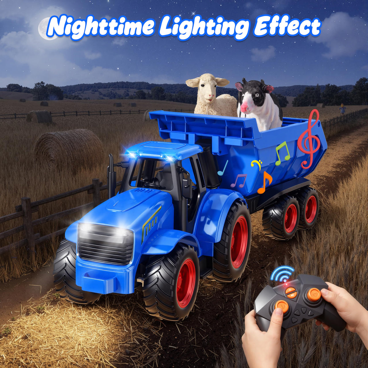 Funwee RC Tractor Blue haystacks set for stacking and chores