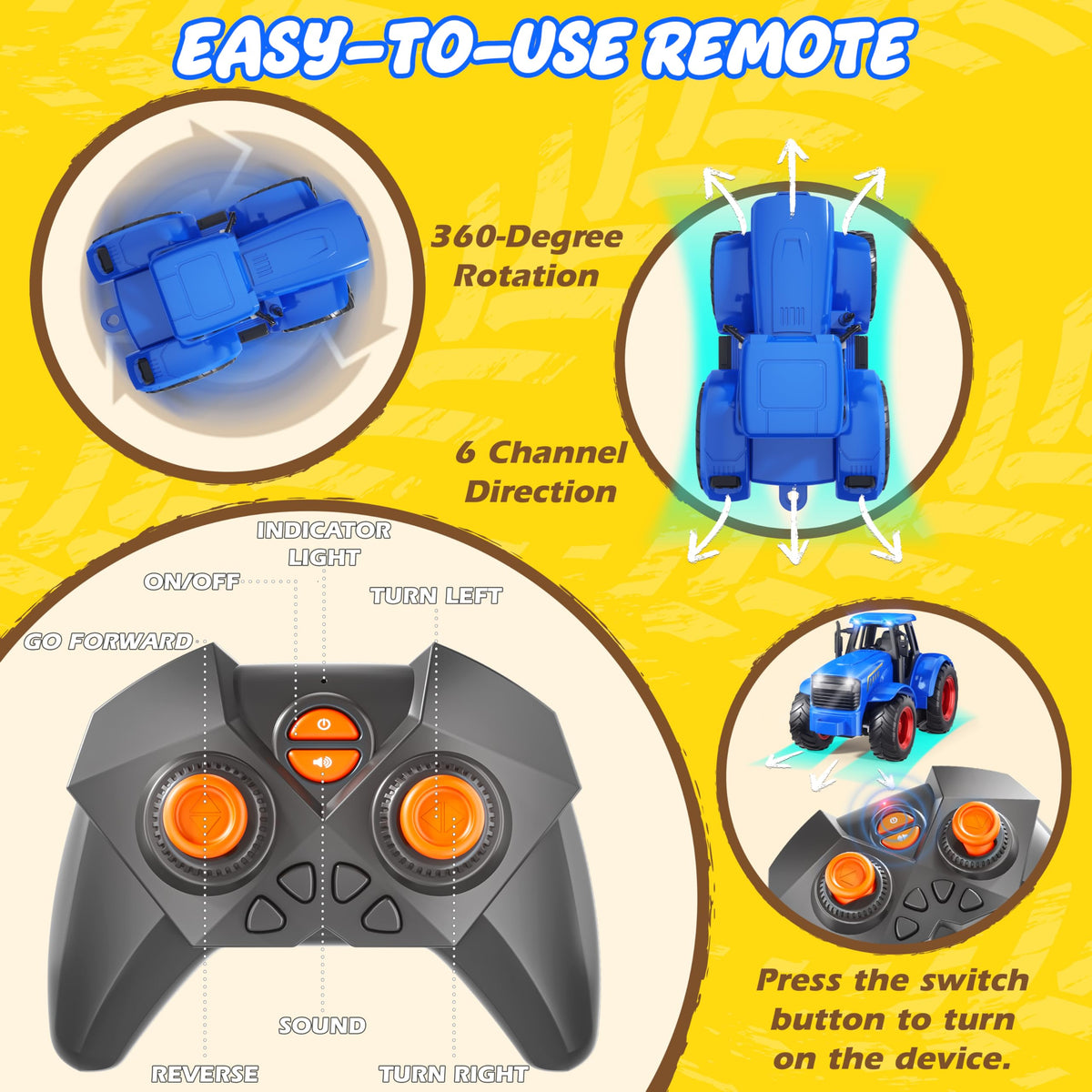 Funwee RC Tractor Blue remote in action for precise driving