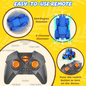 Funwee RC Tractor Blue remote in action for precise driving