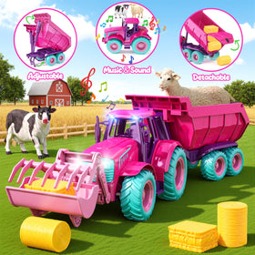 Funwee RC tractor trailer scene with cows and sheep for farm role-play