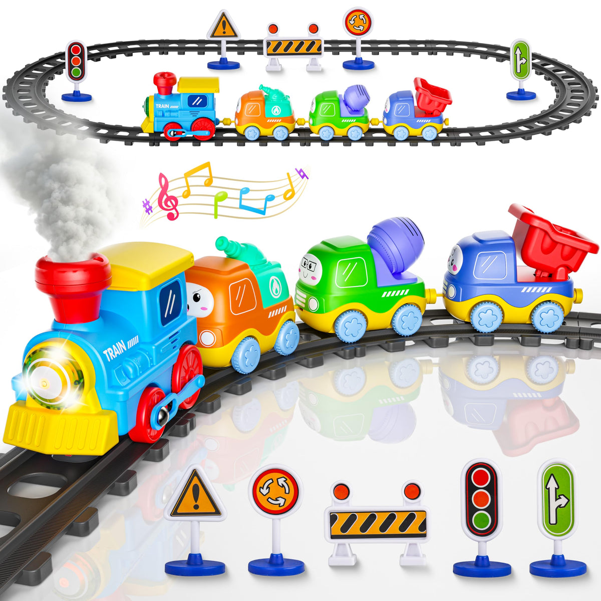Funwee Steam Track locomotive with lights for immersive play
