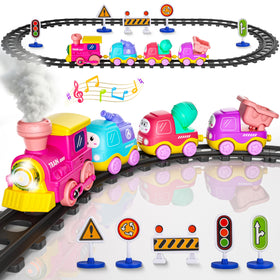 Funwee steam track train locomotive with lights for engaging toddler play.