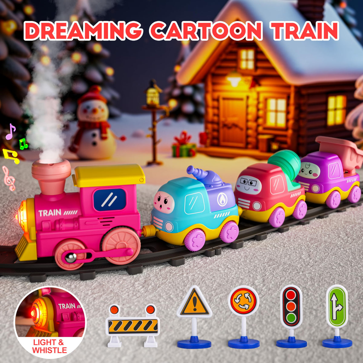 Funwee steam track train signs help with pretend-city planning.