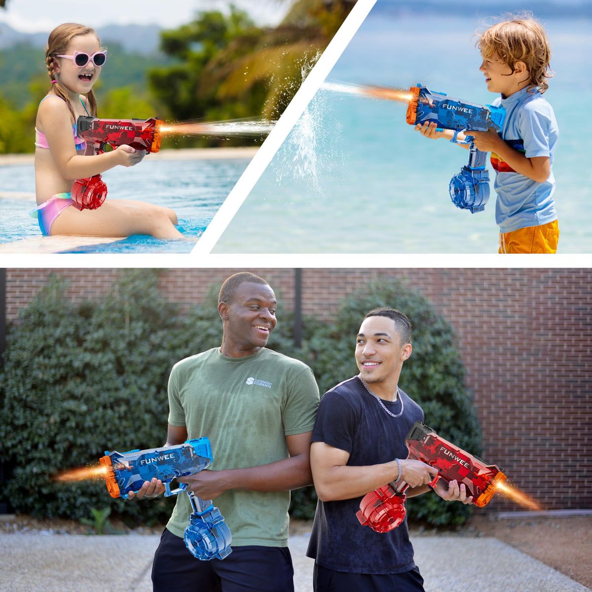 Funwee water gun includes accessories for quick setup and refill.