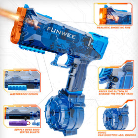 Funwee water gun high-capacity tank supports long play sessions.