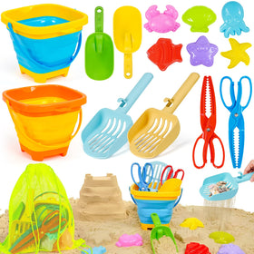 FUNWEGOT collapsible sand buckets for easy storage and travel.