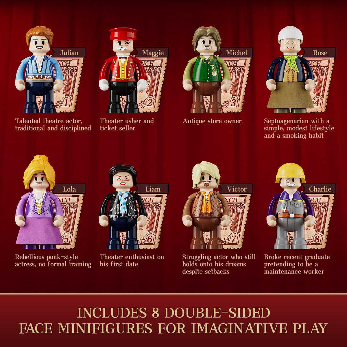 FUNWHOLE Balcony-Theatre eight mini-figures bring scenes to life.