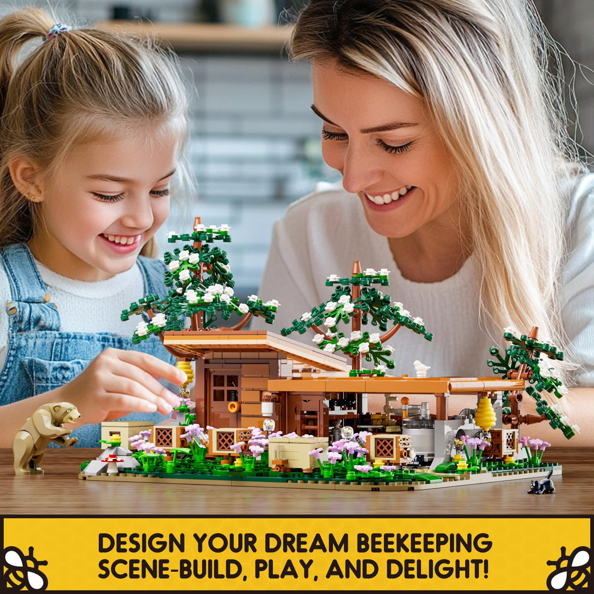 FUNWHOLE Bee-Farm removable roofs allow easy interior access for details.