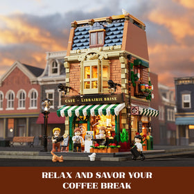 Funwhole Book-Cafe bookshelf and dessert display add character.