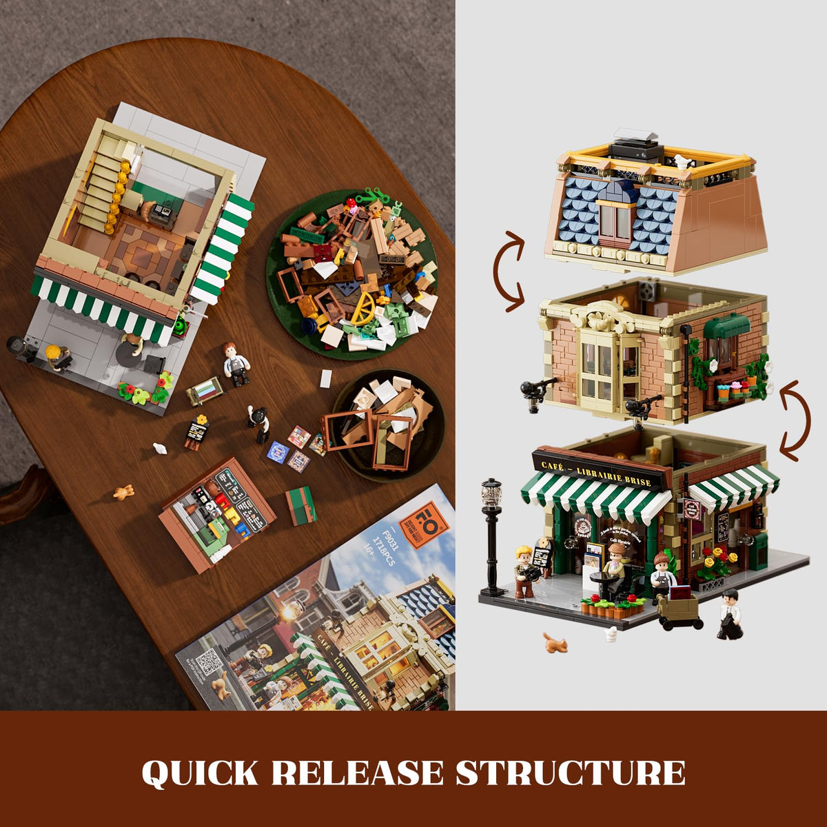 Funwhole Book-Cafe coffee machine close-up highlights realistic, detachable details.