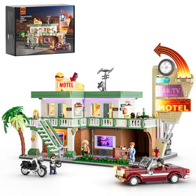 FUNWHOLE City Car-Hotel sign lights up with retro neon, enhancing display ambiance.