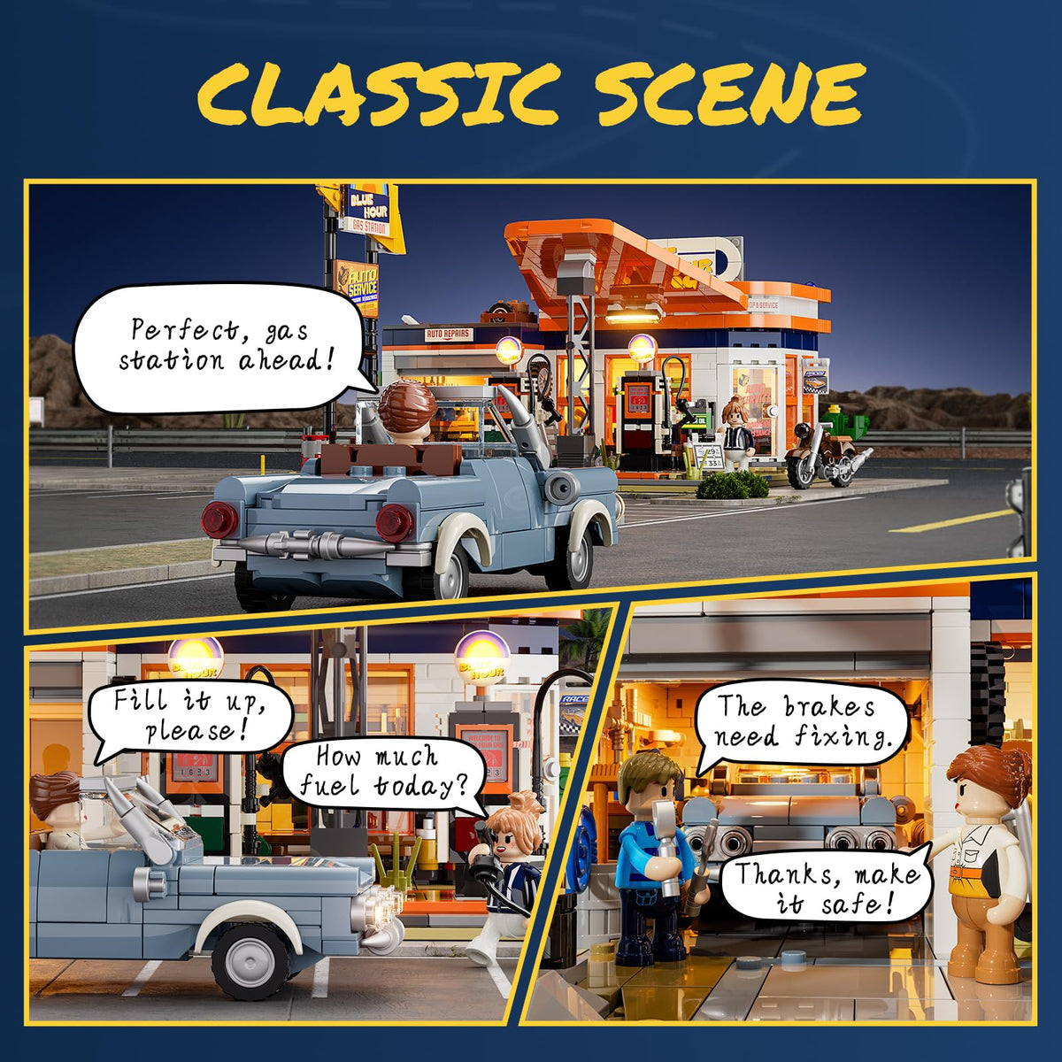 FUNWHOLE vintage car replica integrates with the set for nostalgic road trips.