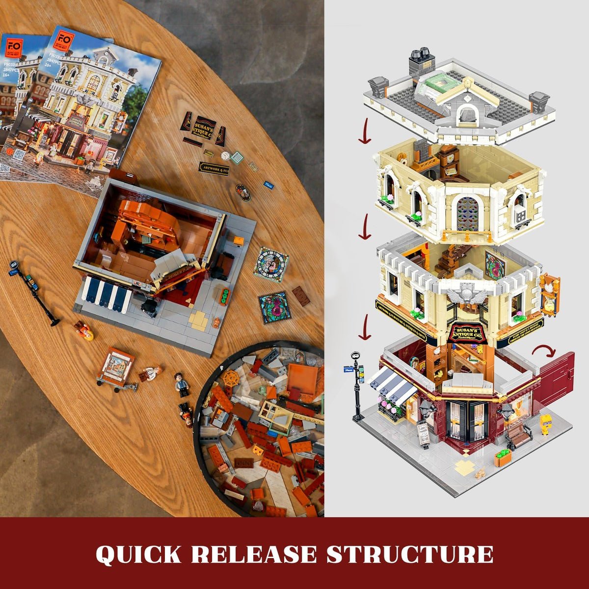 FUNWHOLE european-town modular design creates an immersive street setting for collectibles