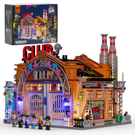 FUNWHOLE Factory House of Music exterior with factory-inspired detailing for dramatic display lighting.