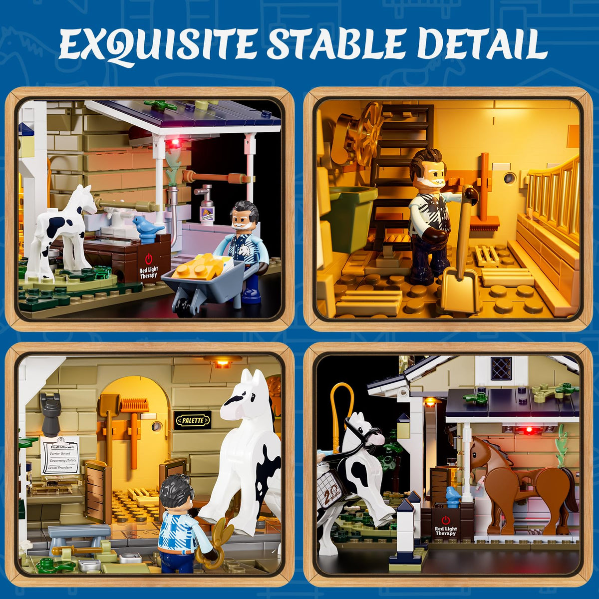 FUNWHOLE horse figures and farm animals enrich storytelling within a detailed display.